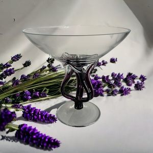 Alicja Glass Bowl Purple Jellyfish Footed Pedestal Compote Handmade In Poland